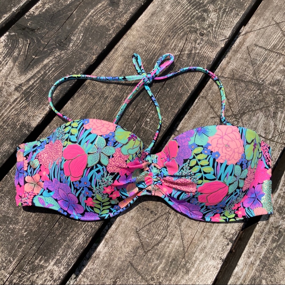 VS floral bikini top, padded cups, 34C